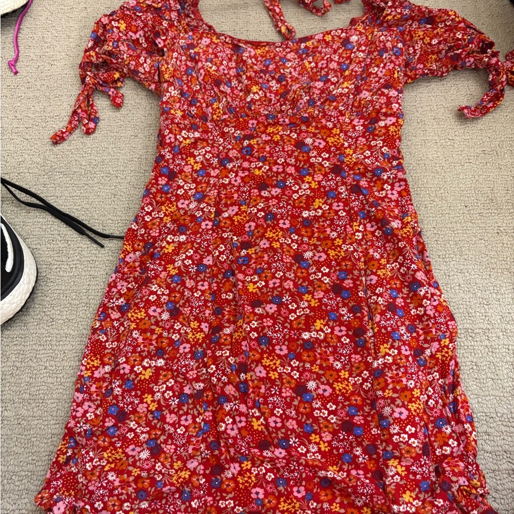 Altar'd State Red Sequin Puff Sleeve Mini Dress